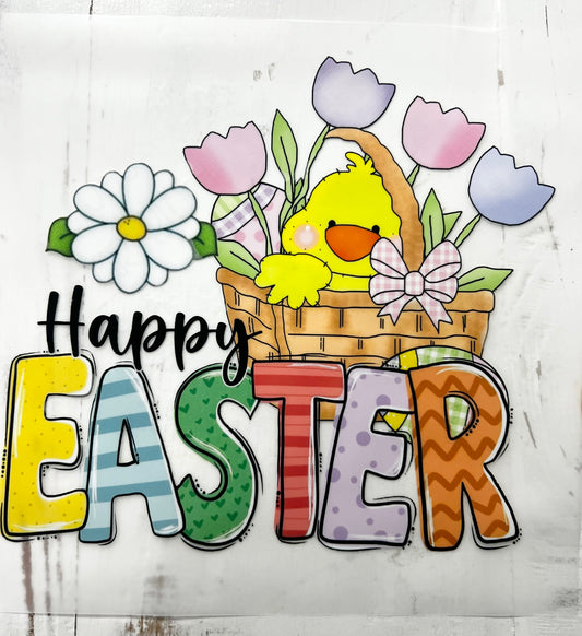 Happy Easter Duck in Basket